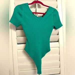 Ribbed Green Bodysuit